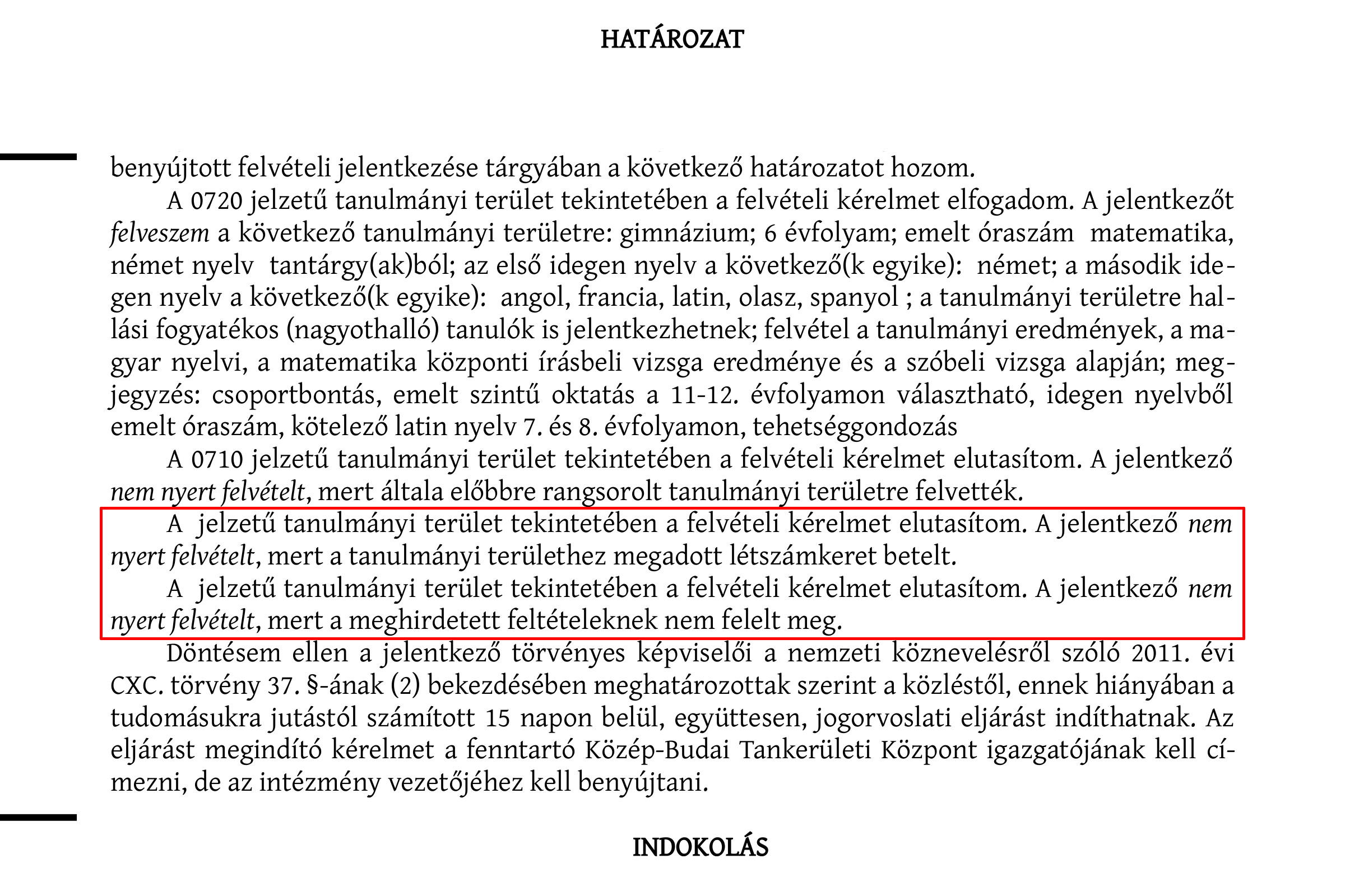 hibás határozat
